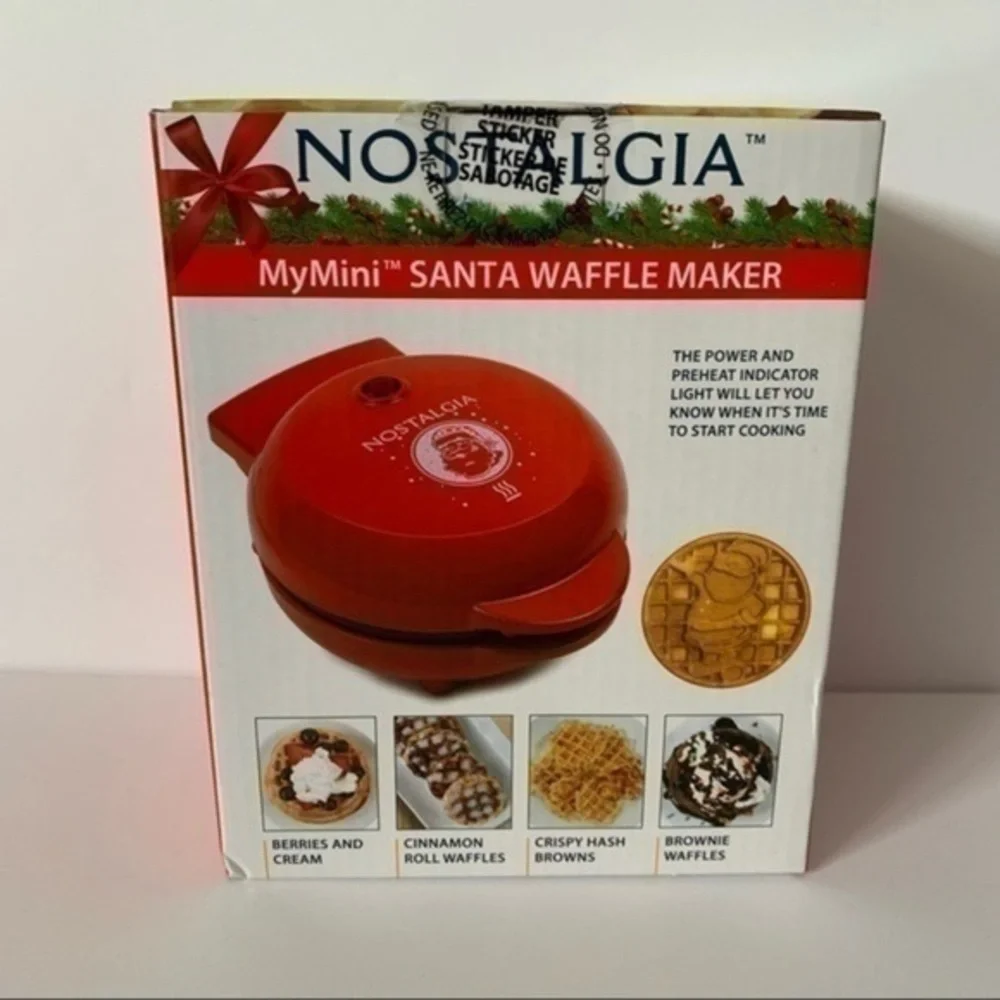 NIB. NOSTALGIA Santa Waffle Maker